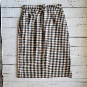 Vintage JH Collectibles 100% Wool Pencil Skirt Size 8 Made‎ In USA Plaid